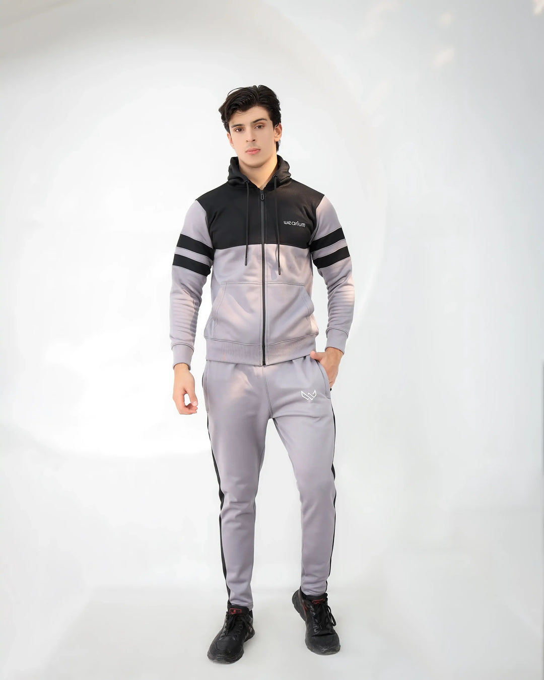 Grey hoodie tracksuit
