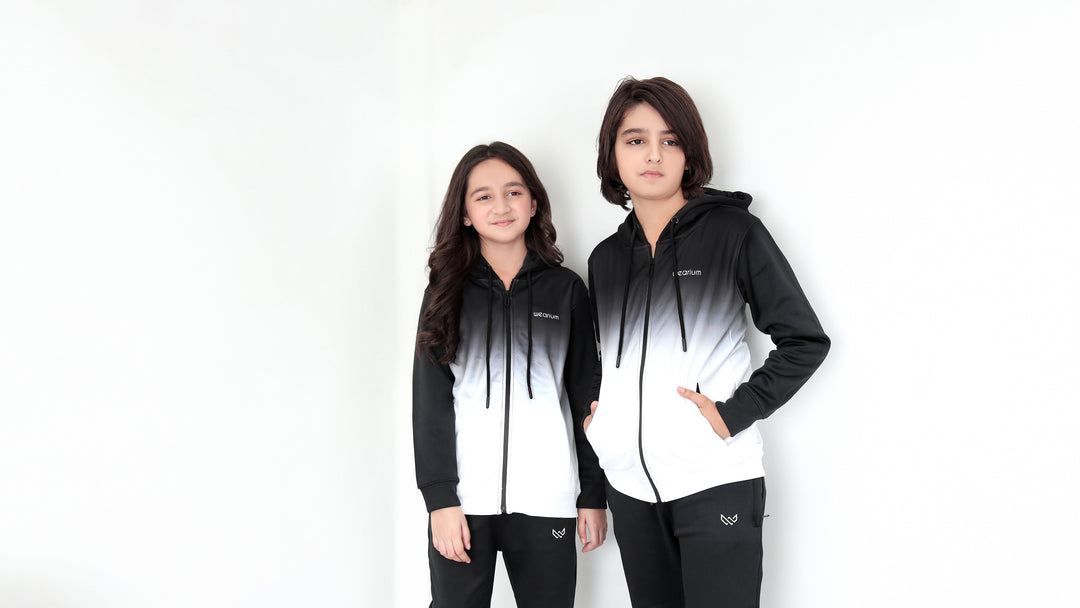 Black white kids warm tracksuit 