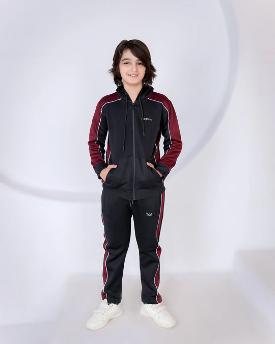 Maroon black kids winter tracksuit