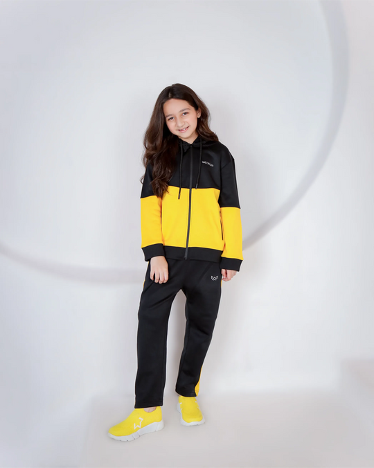 Kids black and yellow tracksuit