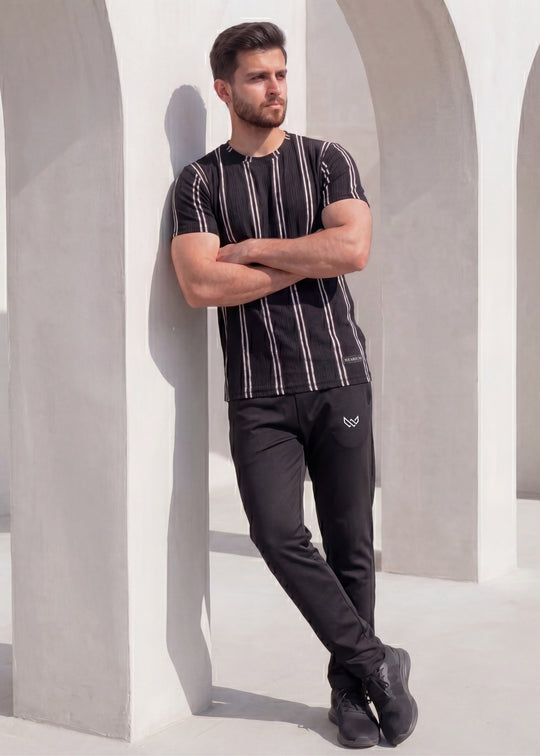 Retro Stripe Set - Black Twinset
