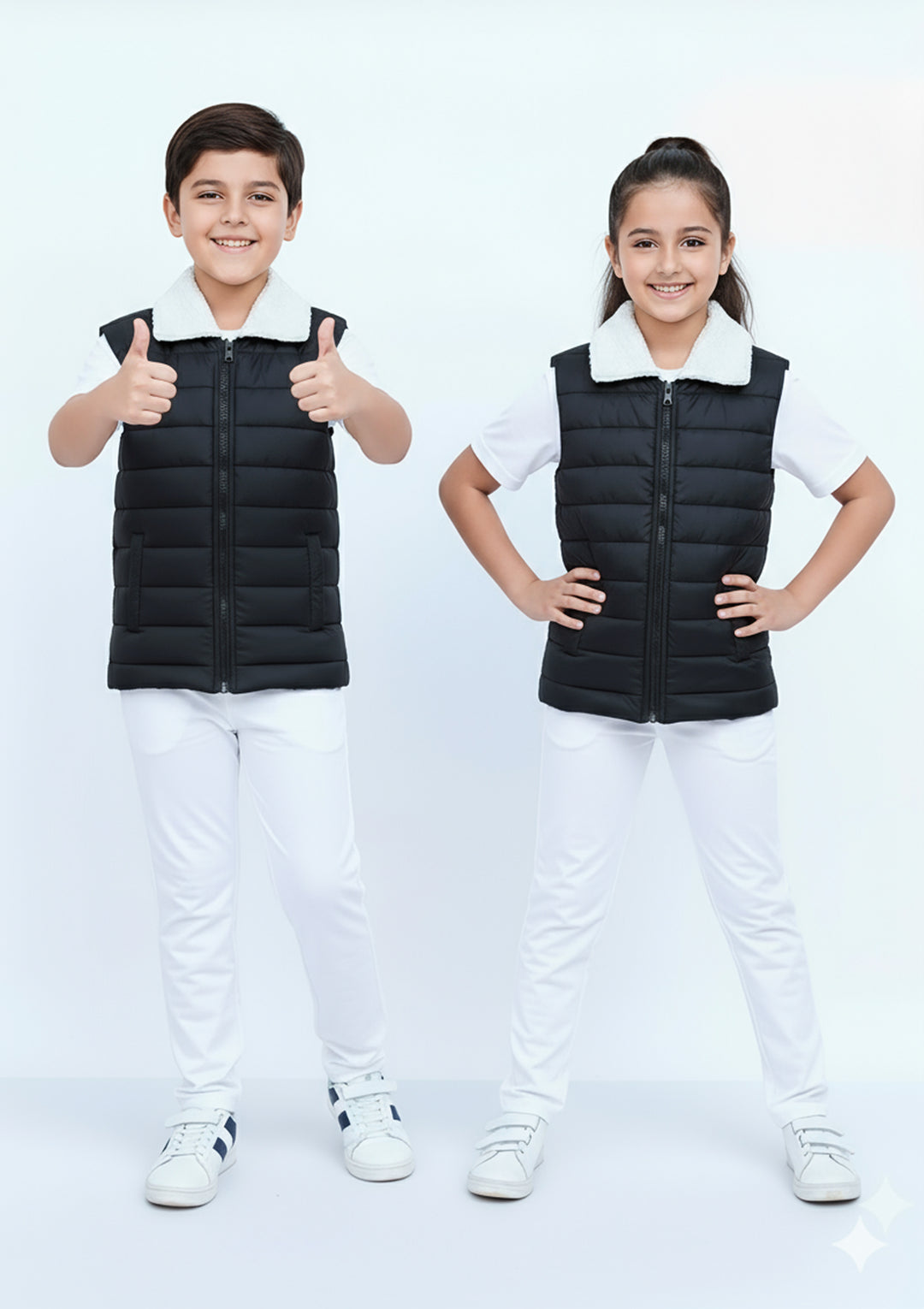 Elegant Sherpa Puffer - Black Kids