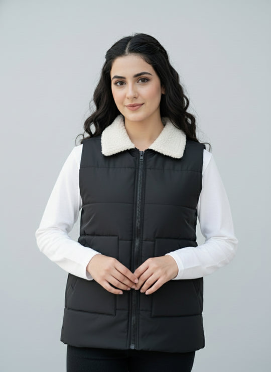 Shearling Collar Classic - Black Vest