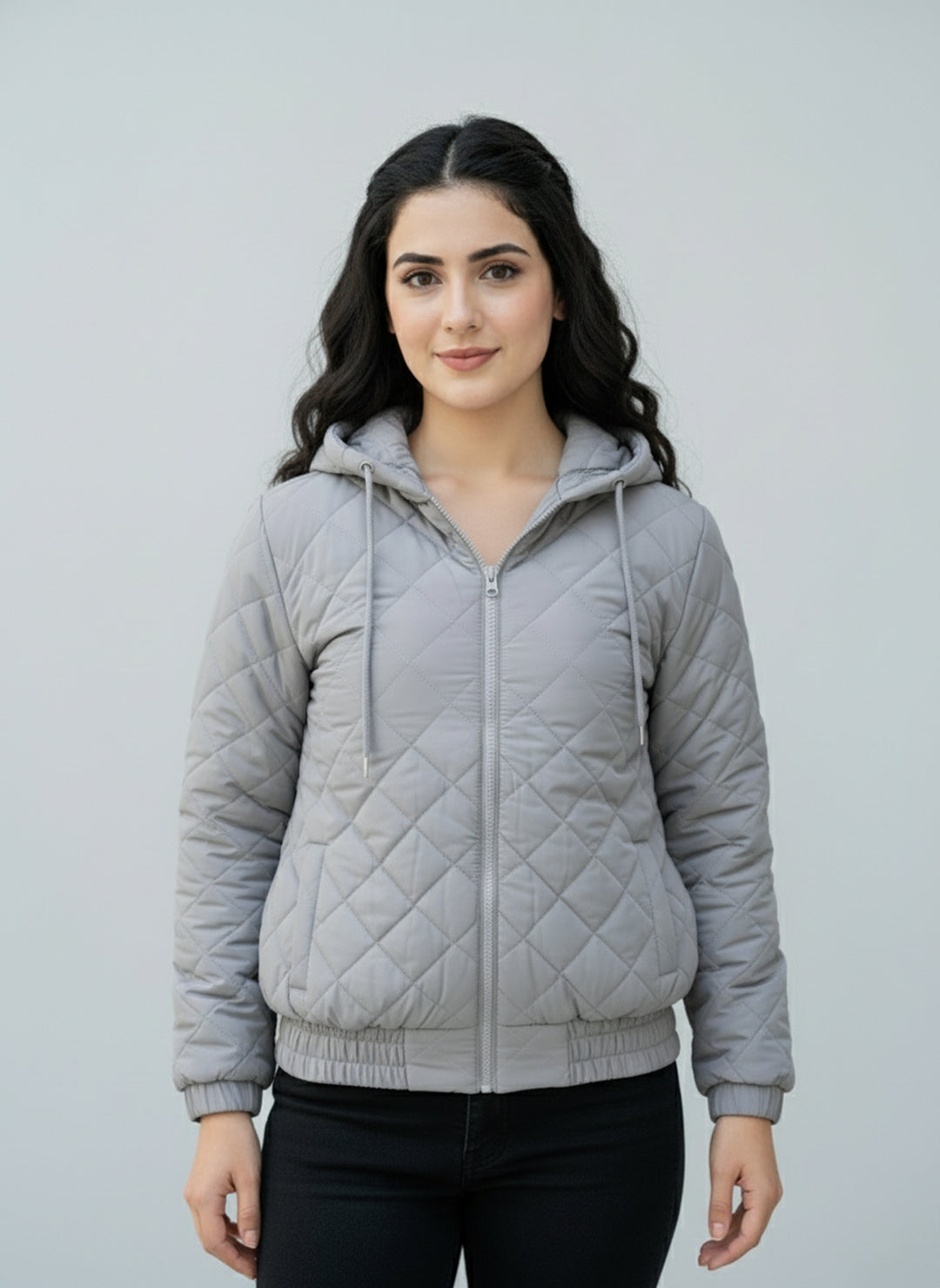 Diamond Quilted Jacket - High Value Silver