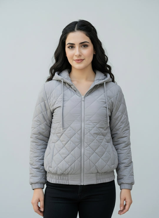 Diamond Quilted Jacket - High Value Silver