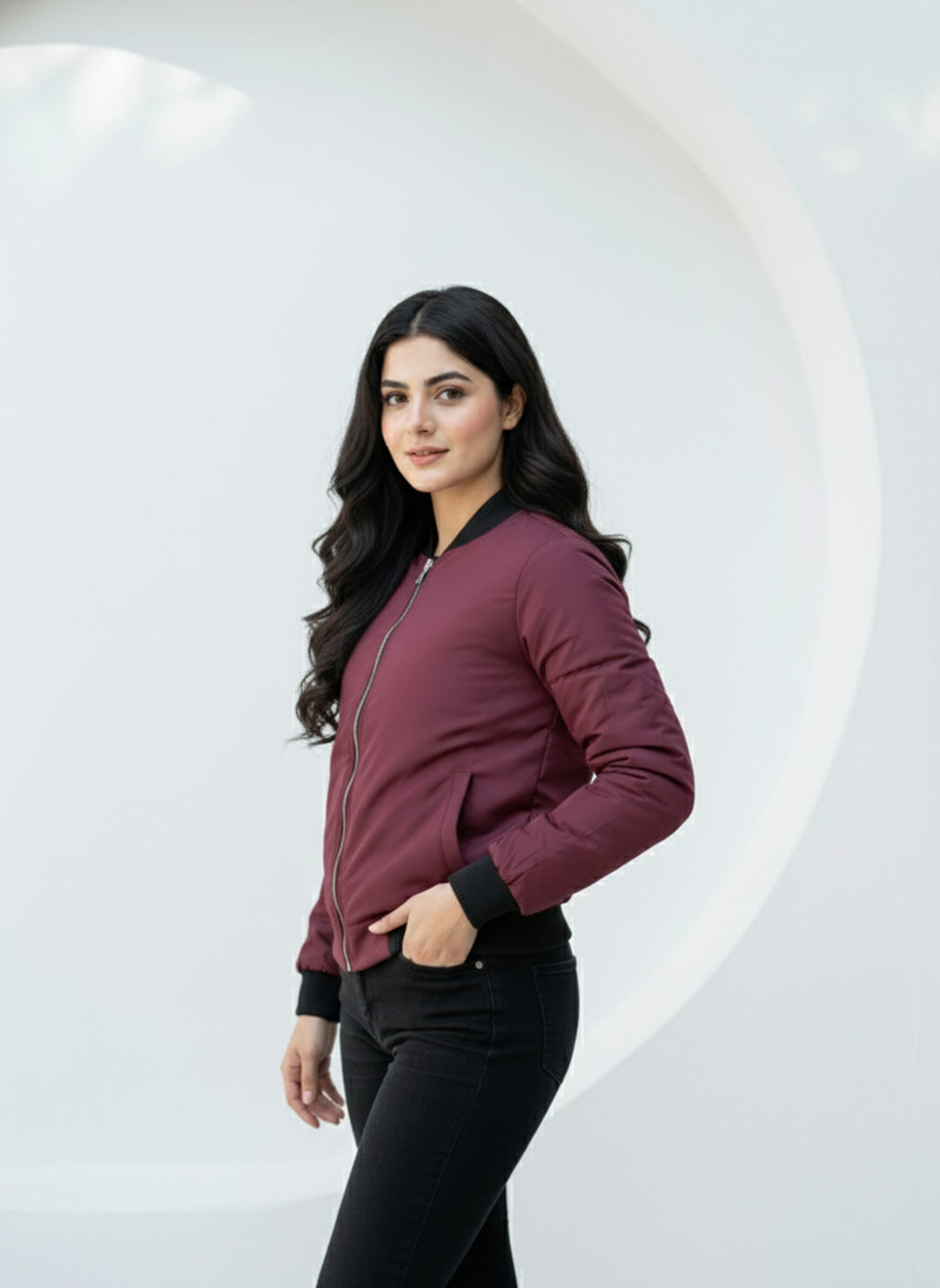 Burgundy Black Trim Jacket - Superior Quality