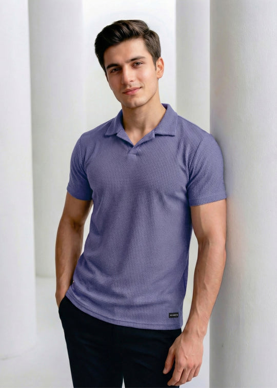 Imported Waffle Weave - Zinc Polo