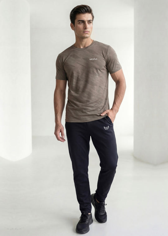 Geometric Jacquard Khaki - Spendex Tee Tracksuit