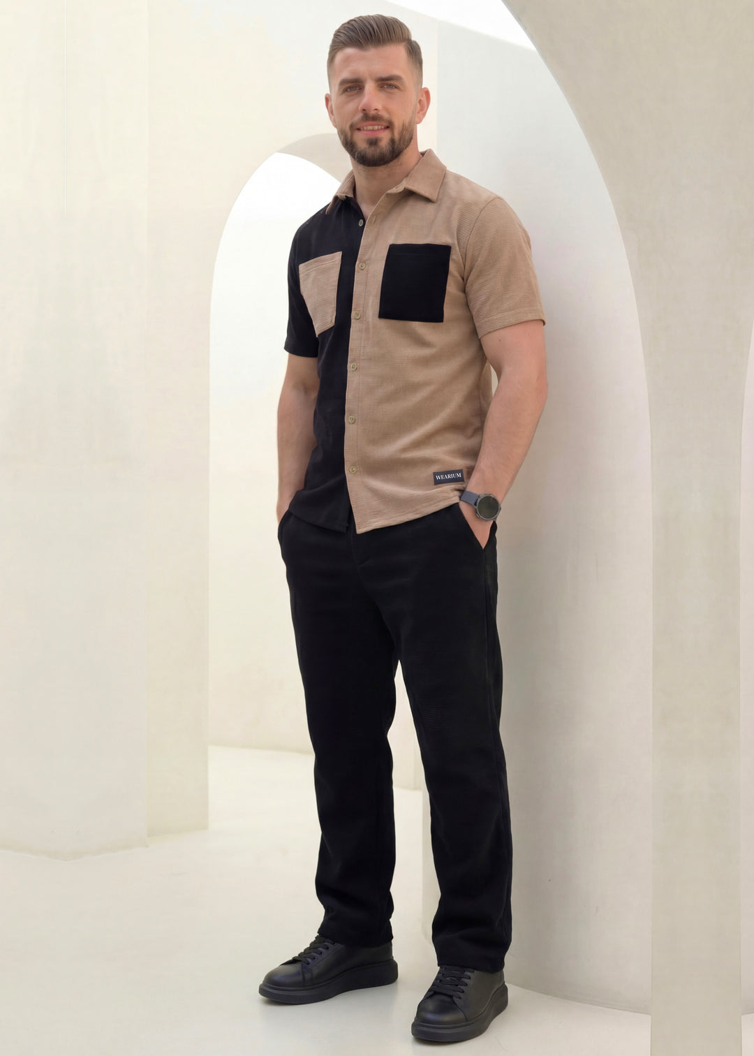 Dune Split - Khaki/Black Premium Safari Suit