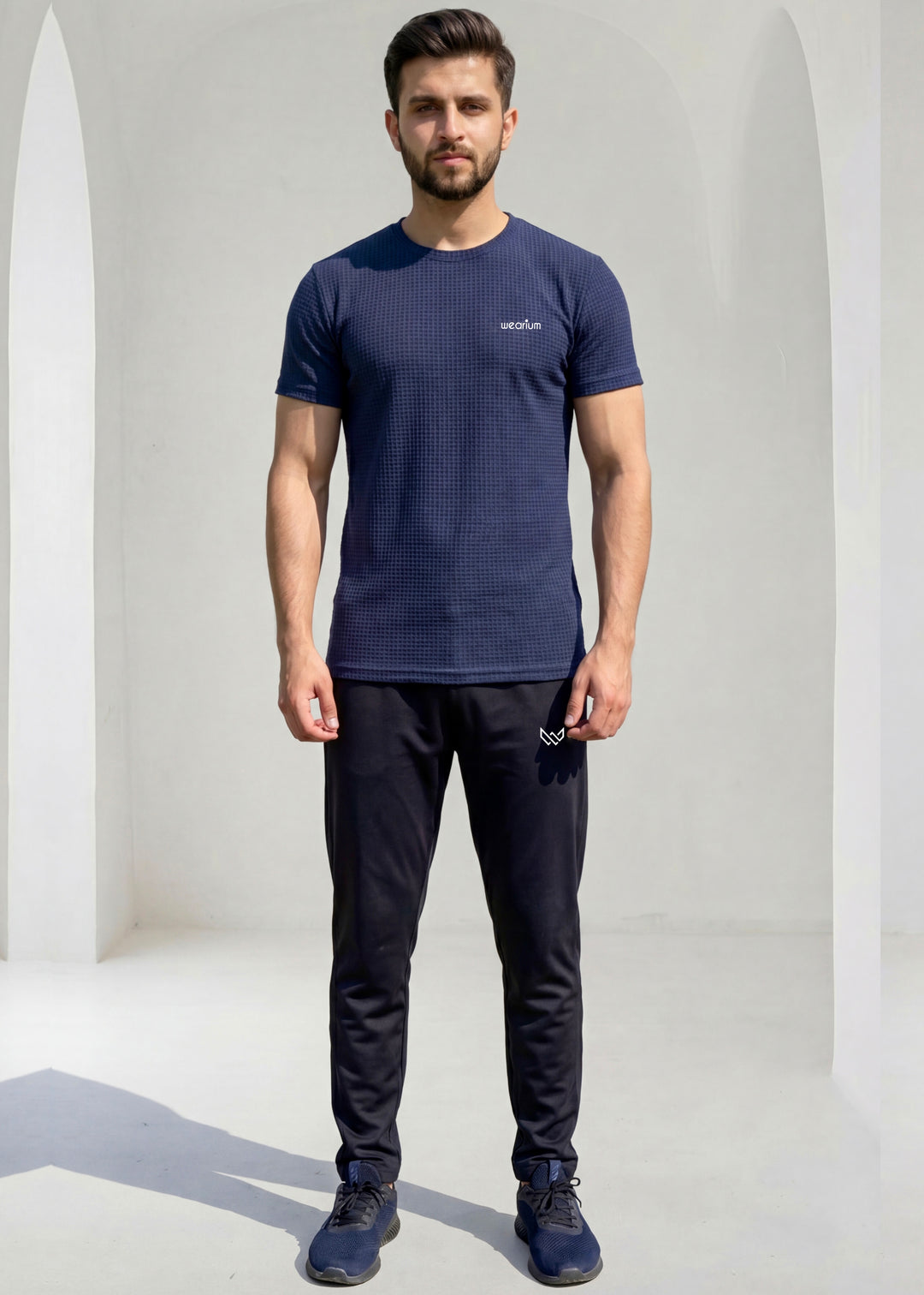 Grid Knit Navy - Premium Tracksuit