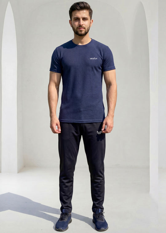 Grid Knit Navy - Premium Tracksuit