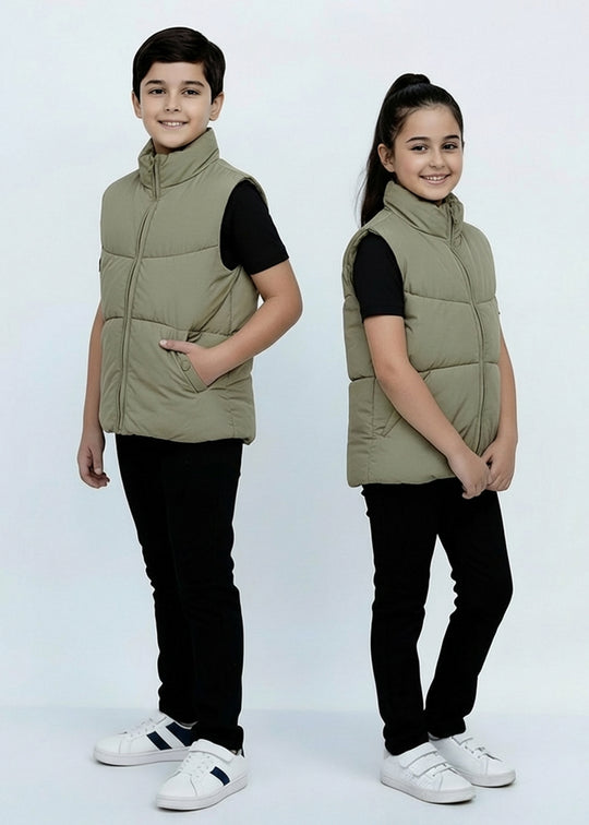 Sage Green Puffer Jacket - Kids