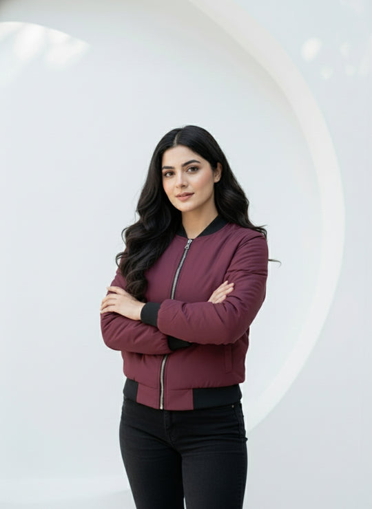 Burgundy Black Trim Jacket - Superior Quality