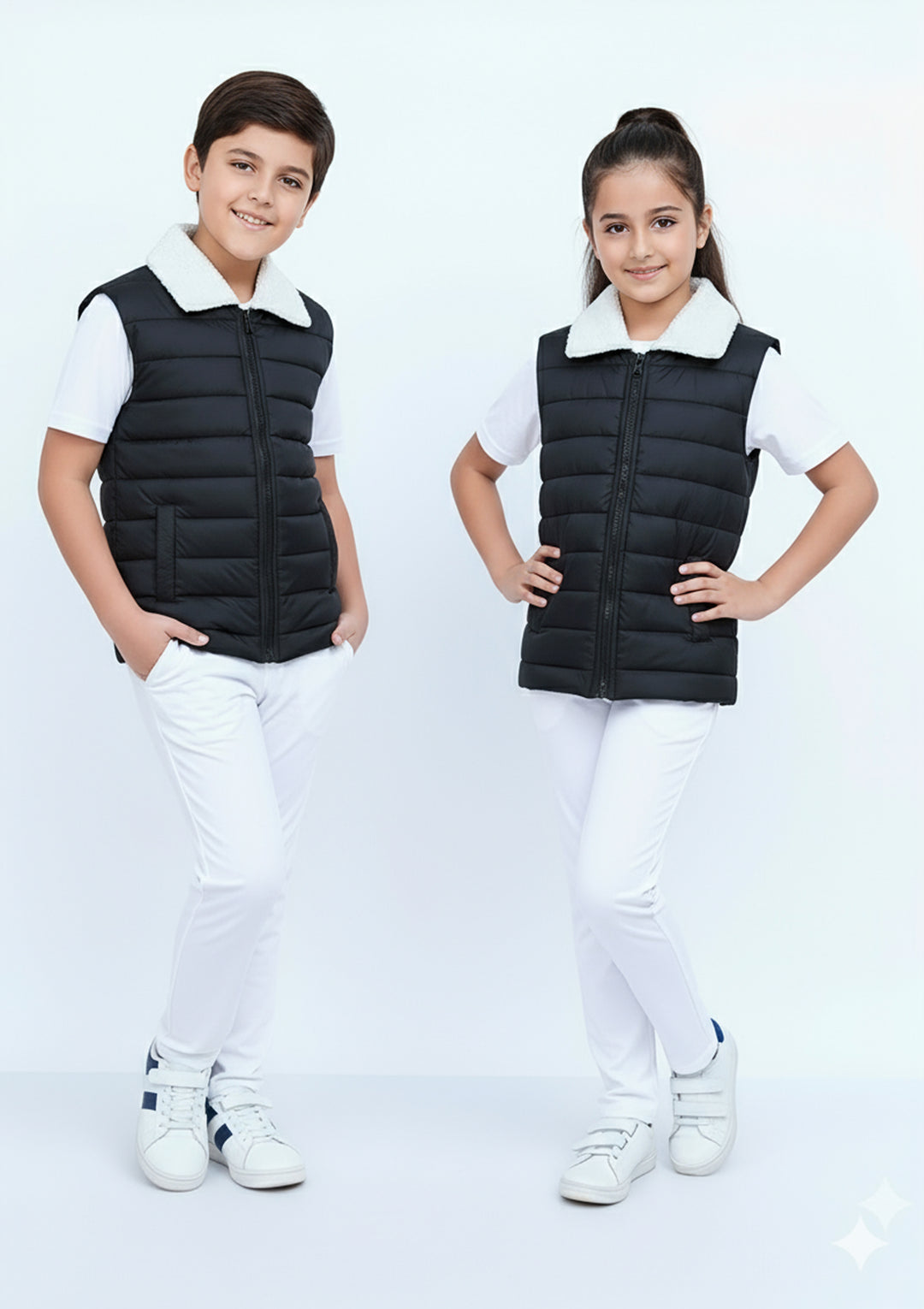 Elegant Sherpa Puffer - Black Kids