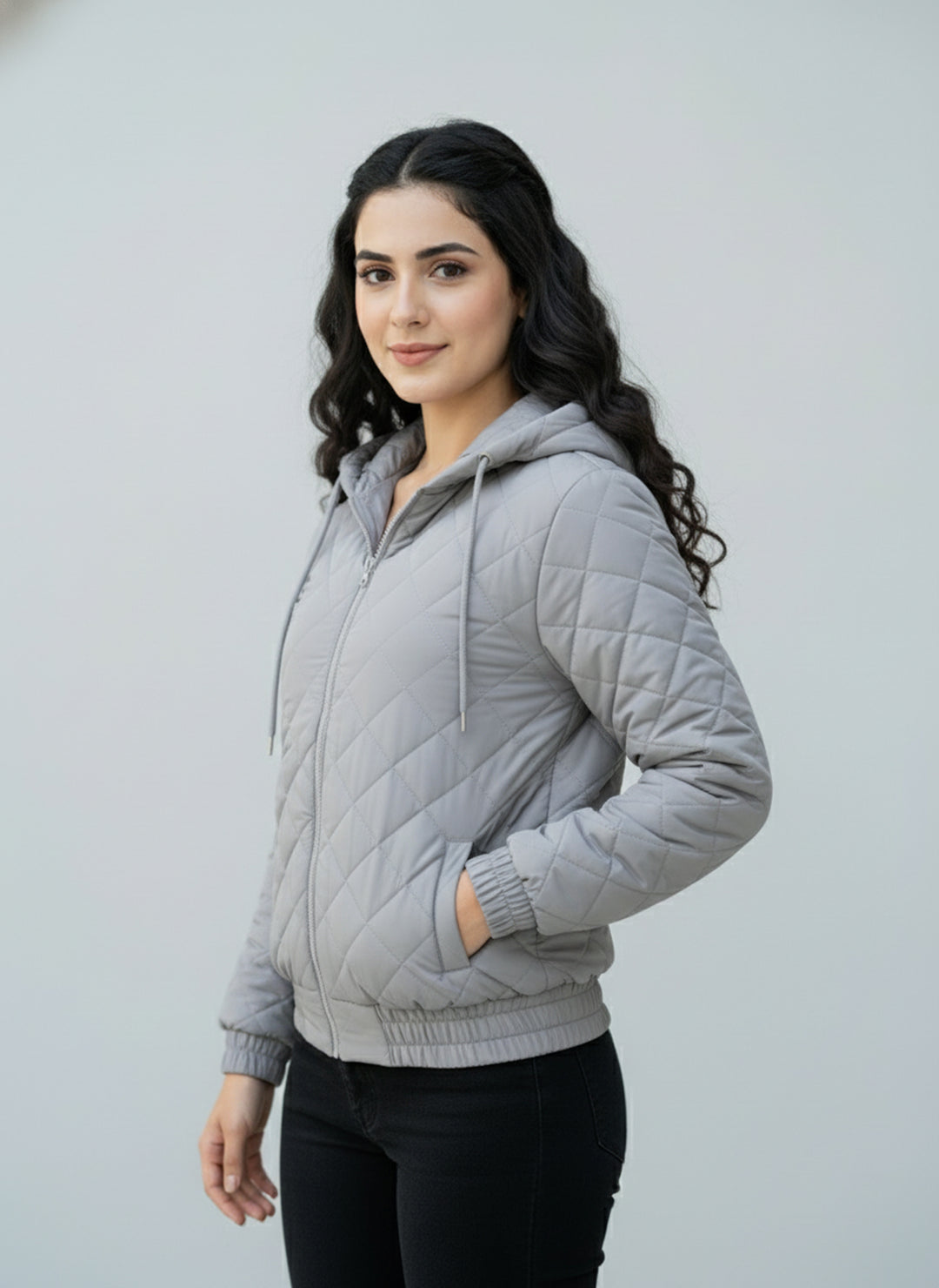 Diamond Quilted Jacket - High Value Silver