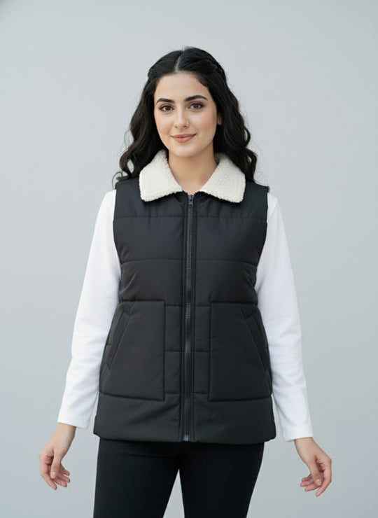 Shearling Collar Classic - Black Vest