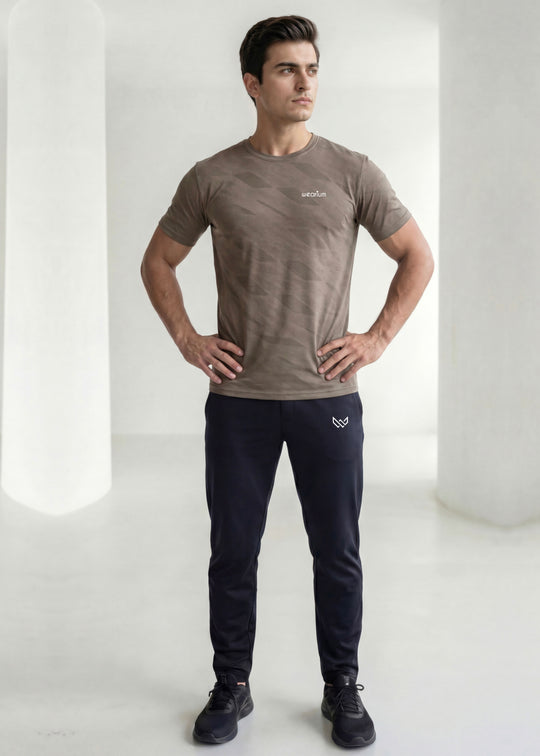 Geometric Jacquard Khaki - Spendex Tee Tracksuit