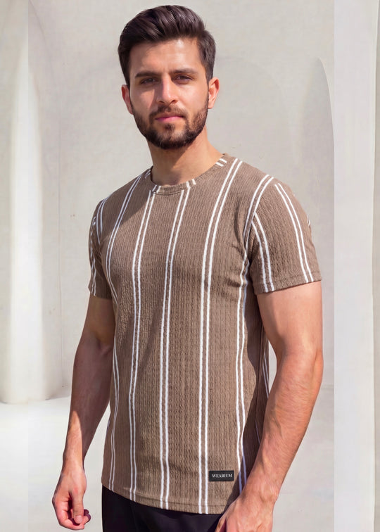 Retro Stripe Set - Tan Twinset