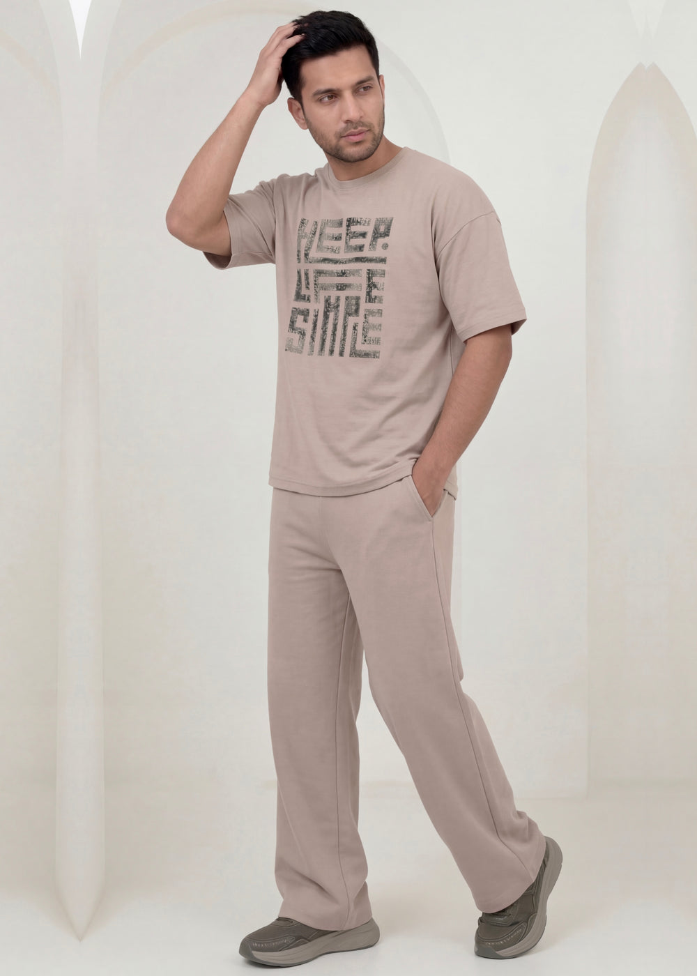 Premium Blockprint Co-ord - Camel Lounge Set