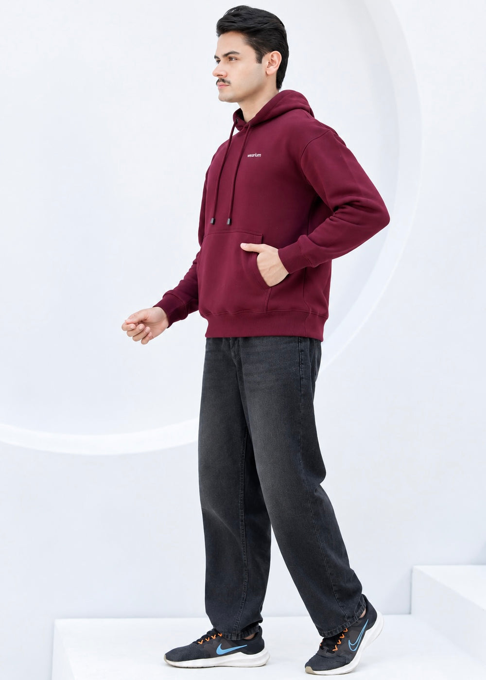 Basic Maroon Oversized Hoodie - Cotton Fleece