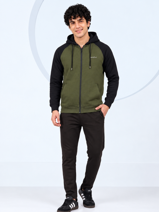 Core Contrast Premium Cotton – Olive Green & Black