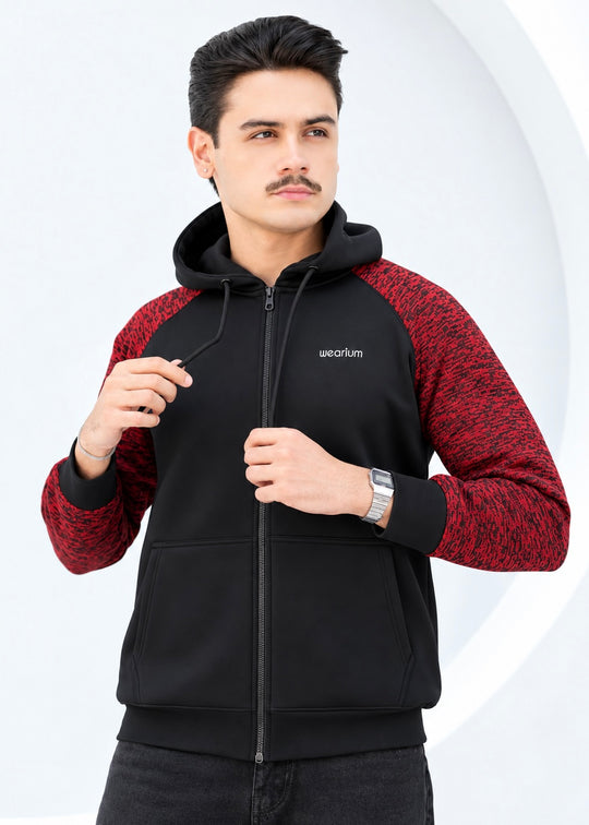 Contrast Roma ZipUp - Premium Black Maroon