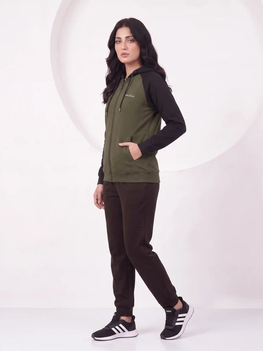 W - Core Contrast Premium Cotton – Olive Green & Black