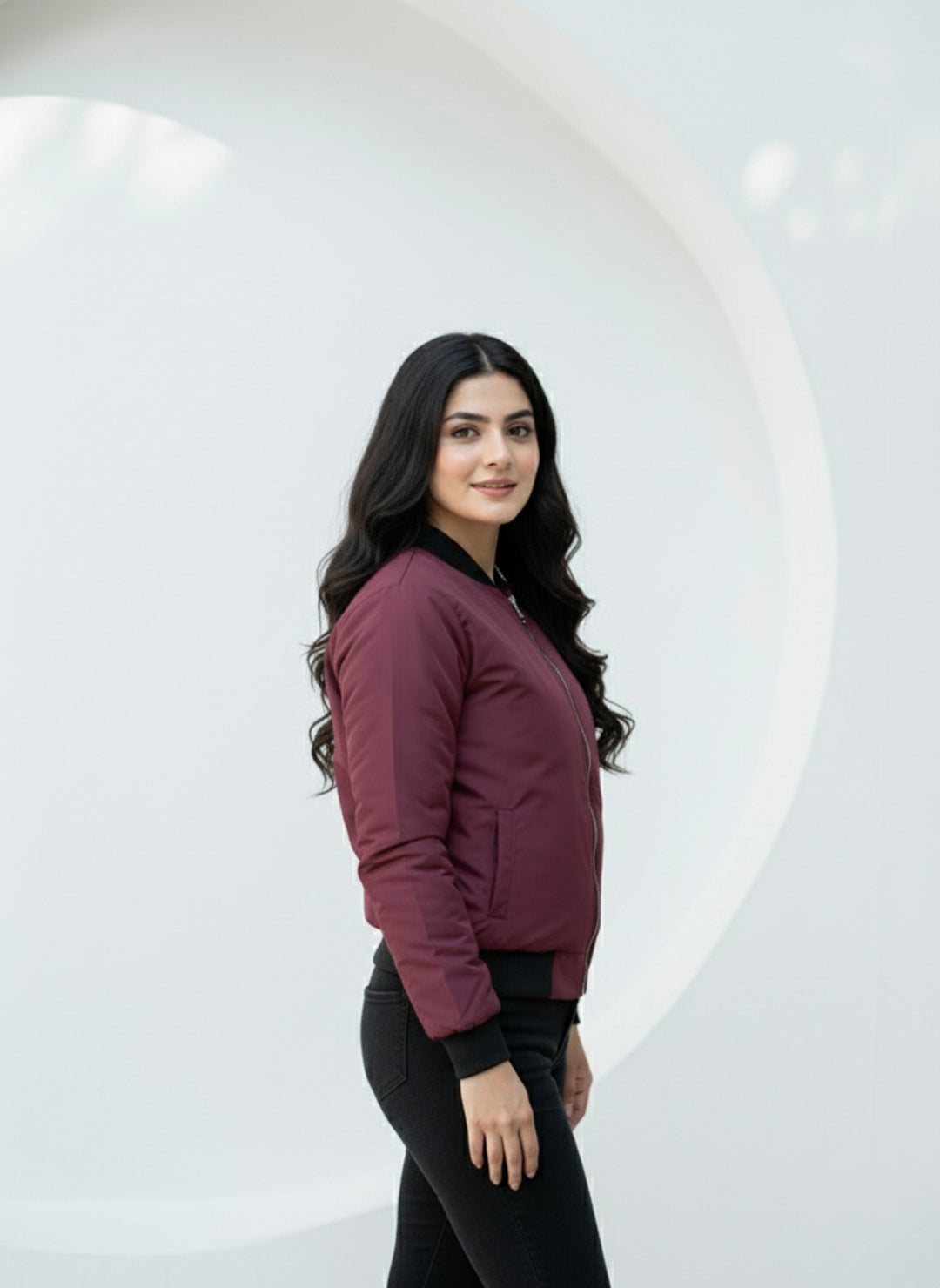 Burgundy Black Trim Jacket - Superior Quality