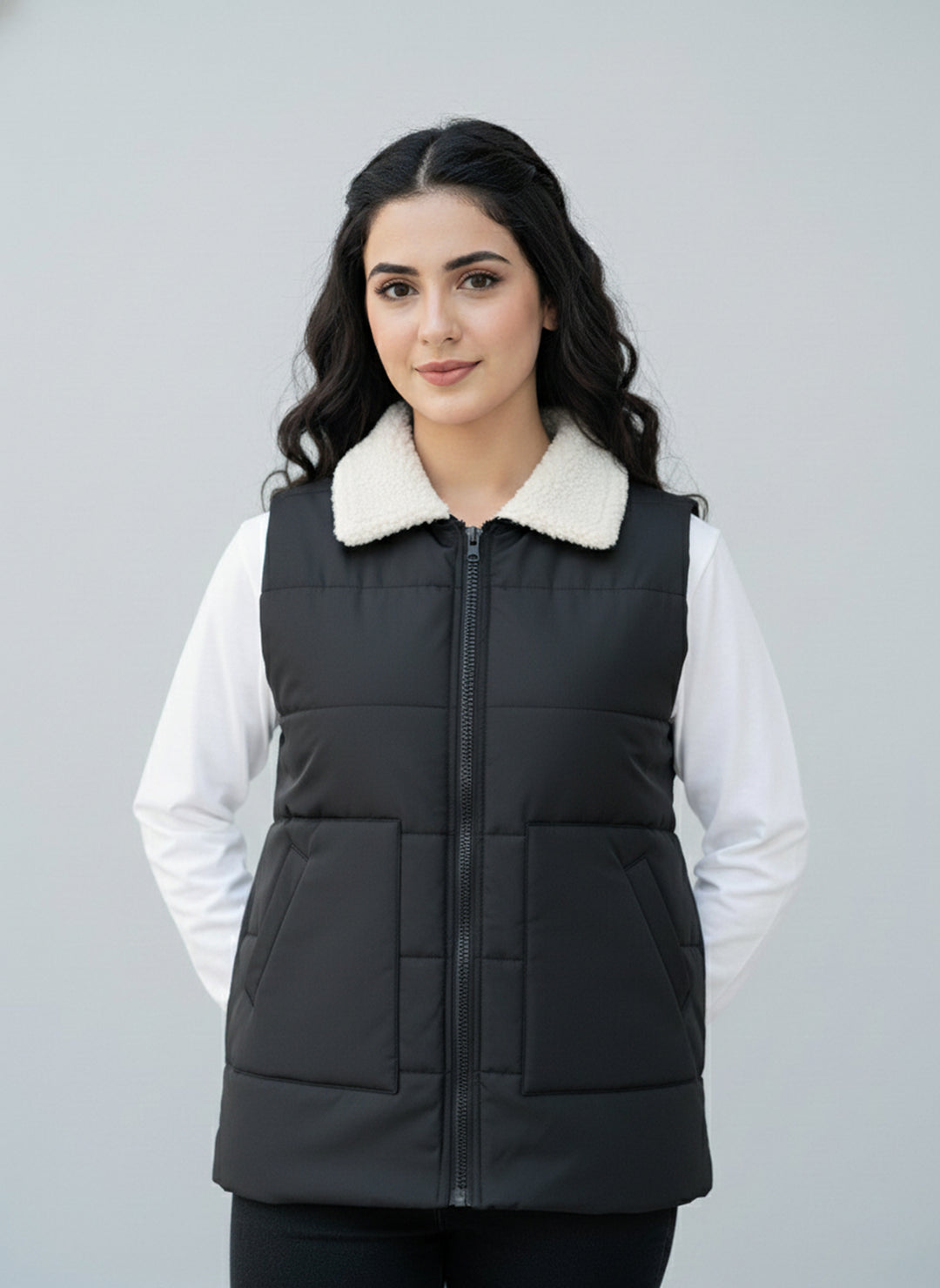 Shearling Collar Classic - Black Vest