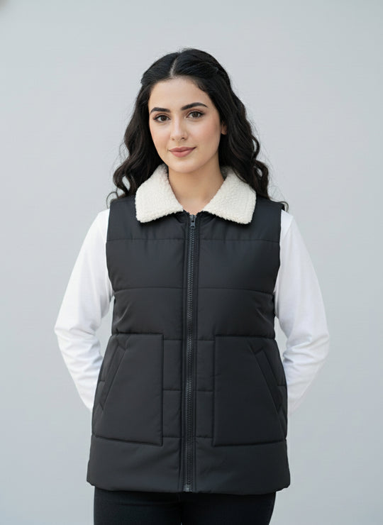 Shearling Collar Classic - Black Vest