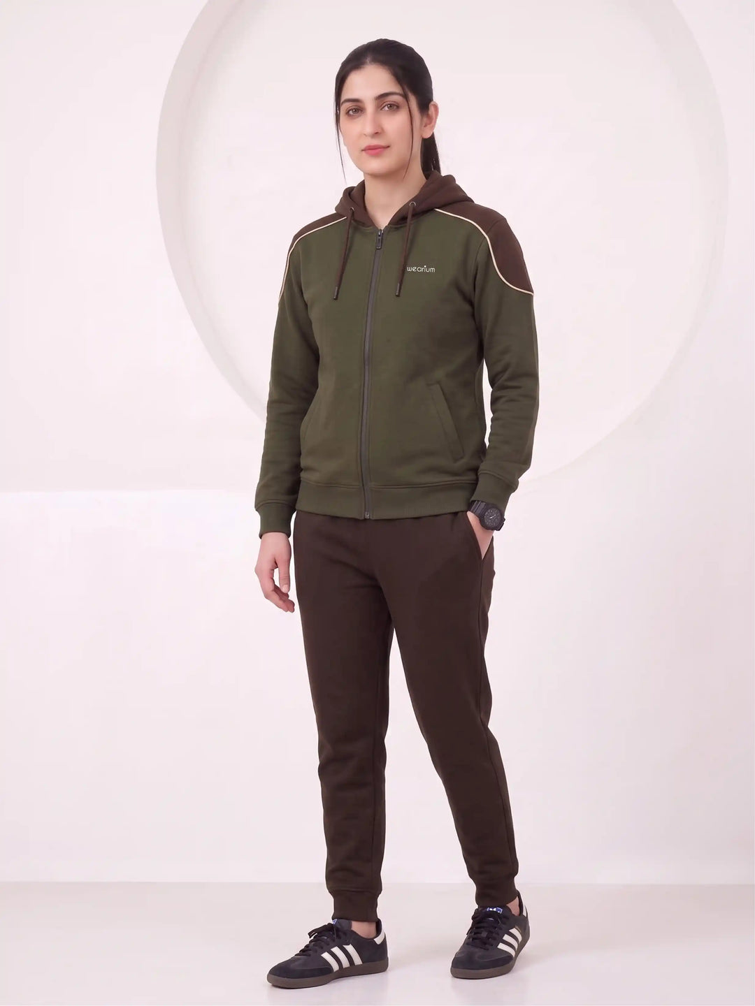 W - Ridgeway Zipper Premium Cotton – Olive & Brown