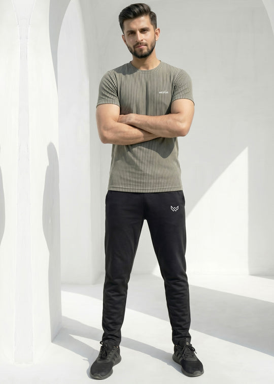 Imported Rib‑Line Stretch - Pale Green Tracksuit