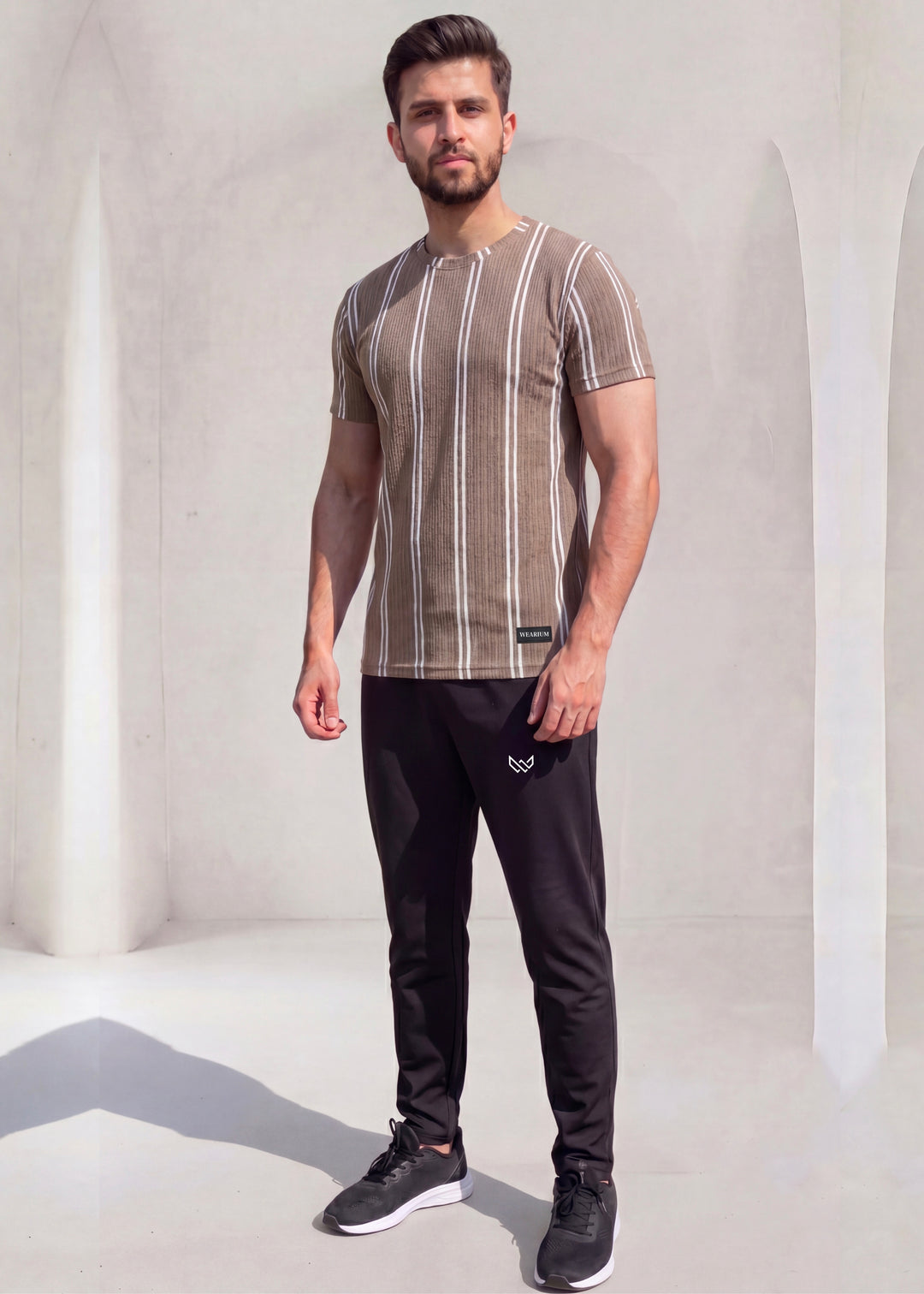 Retro Stripe Set - Tan Twinset