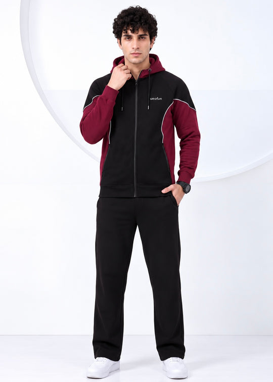 Crestline Zipper - Premium Cotton Black/Maroon