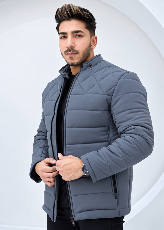 Diamond Quilted Jacket - Grey