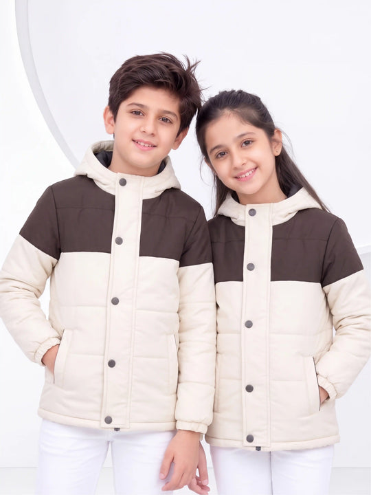 Creme Brown Bomber Jacket - Kids