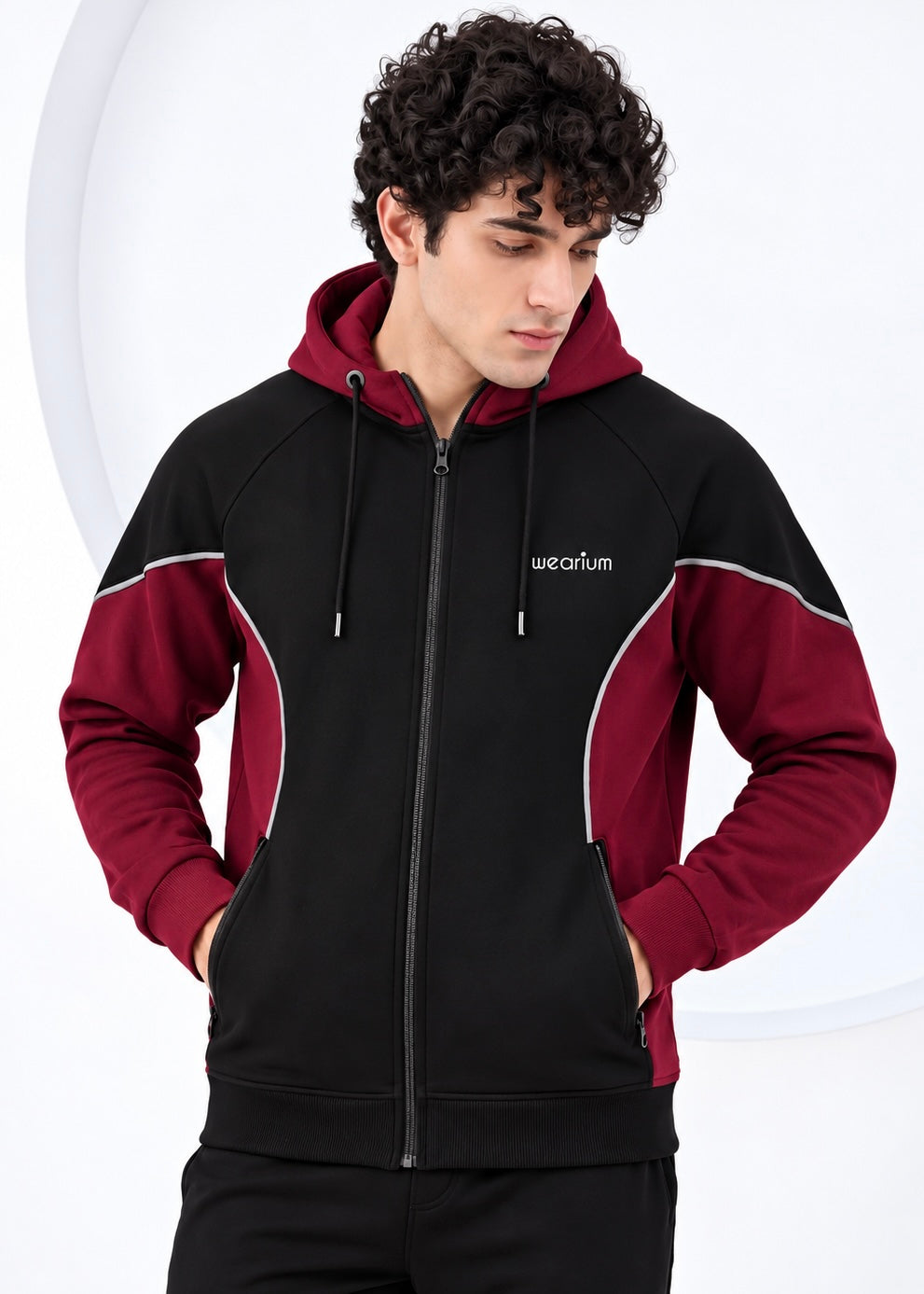 Crestline Zipper - Premium Cotton Black/Maroon