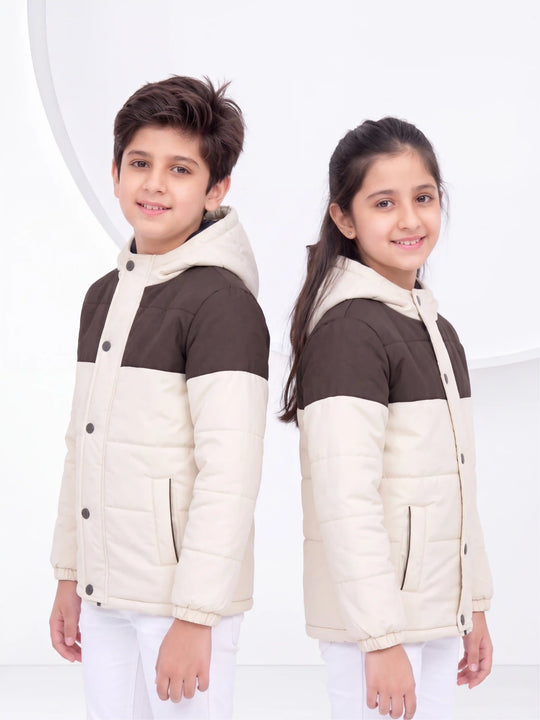 Creme Brown Bomber Jacket - Kids