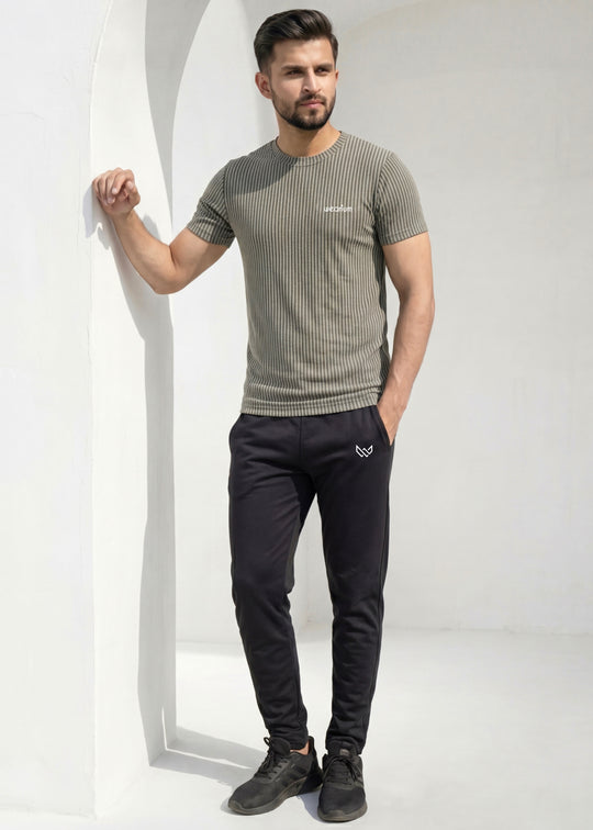 Imported Rib‑Line Stretch - Pale Green Tracksuit