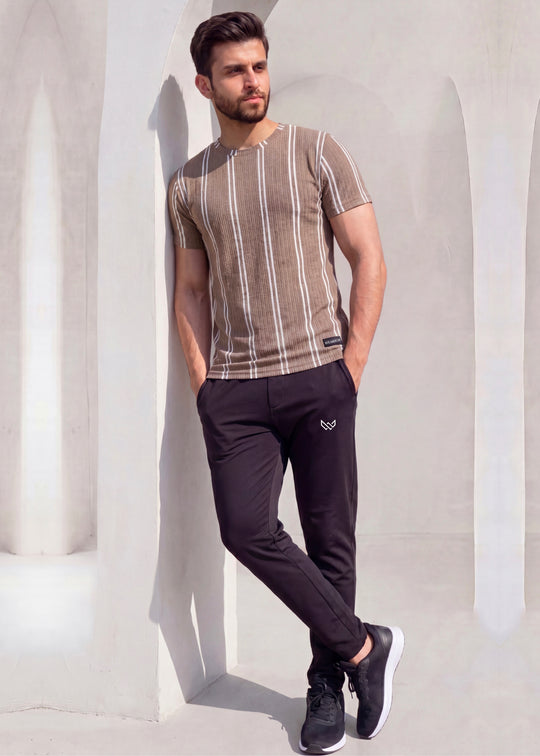 Retro Stripe Set - Tan Twinset