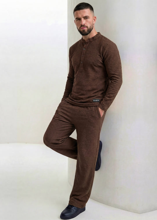 Brown Henley Duo by Wearium