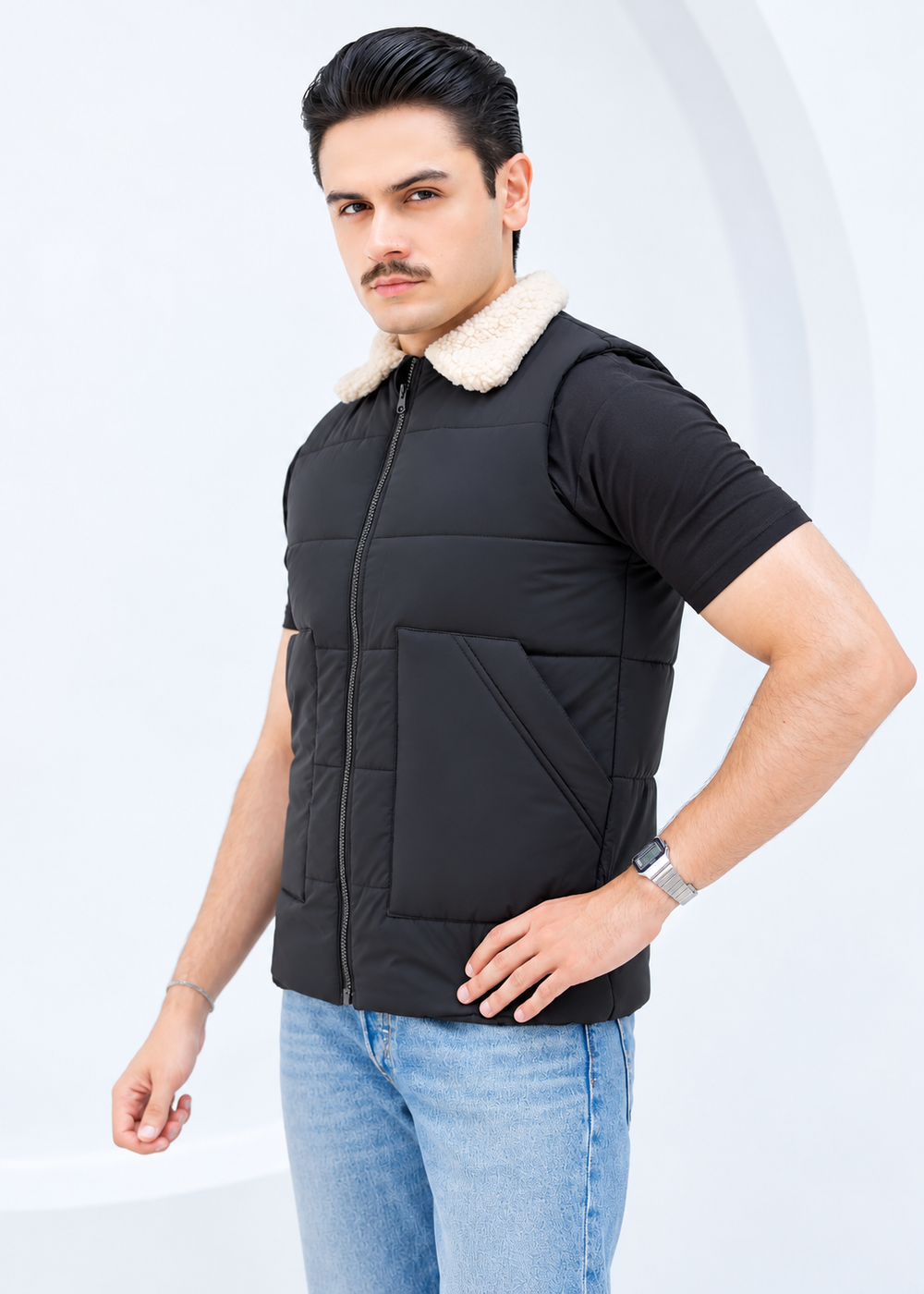 Shearling Collar Classic - Black Vest