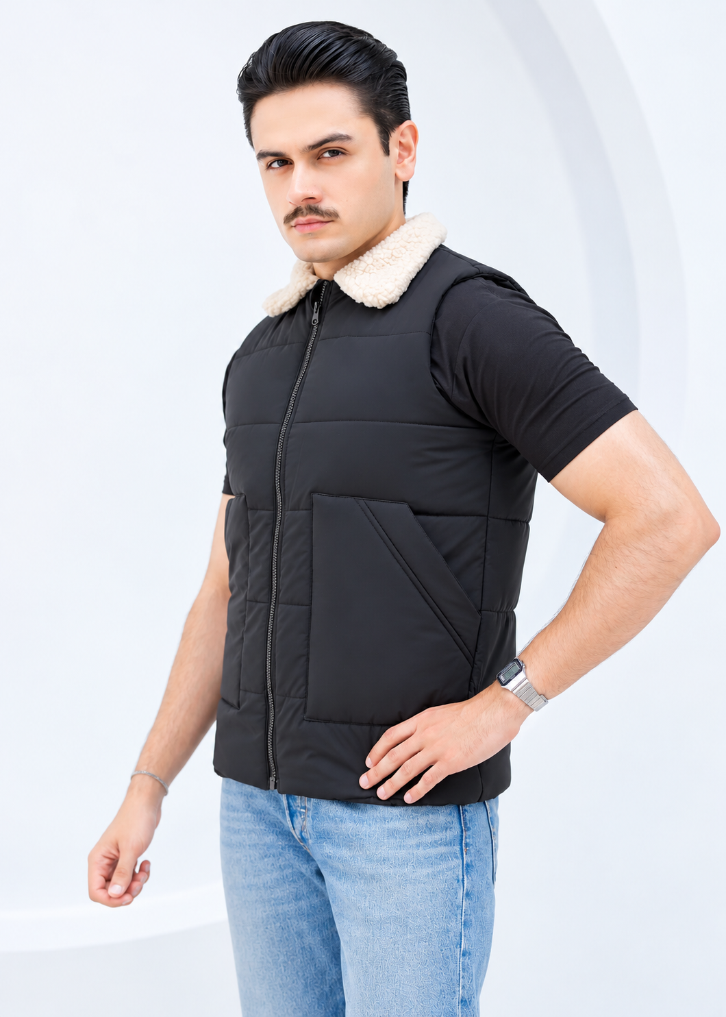 Shearling Collar Classic - Black Vest
