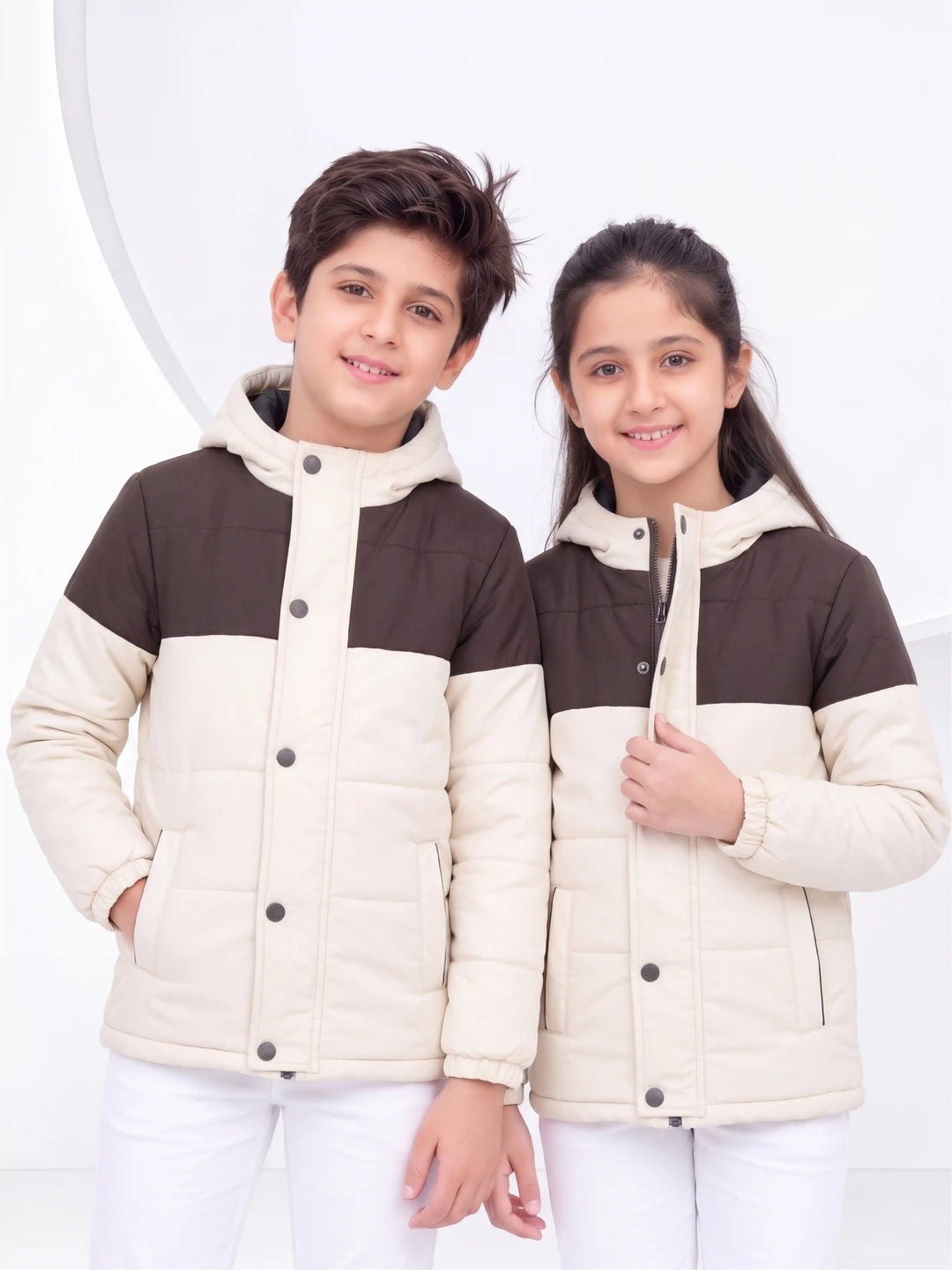 Creme Brown Bomber Jacket - Kids