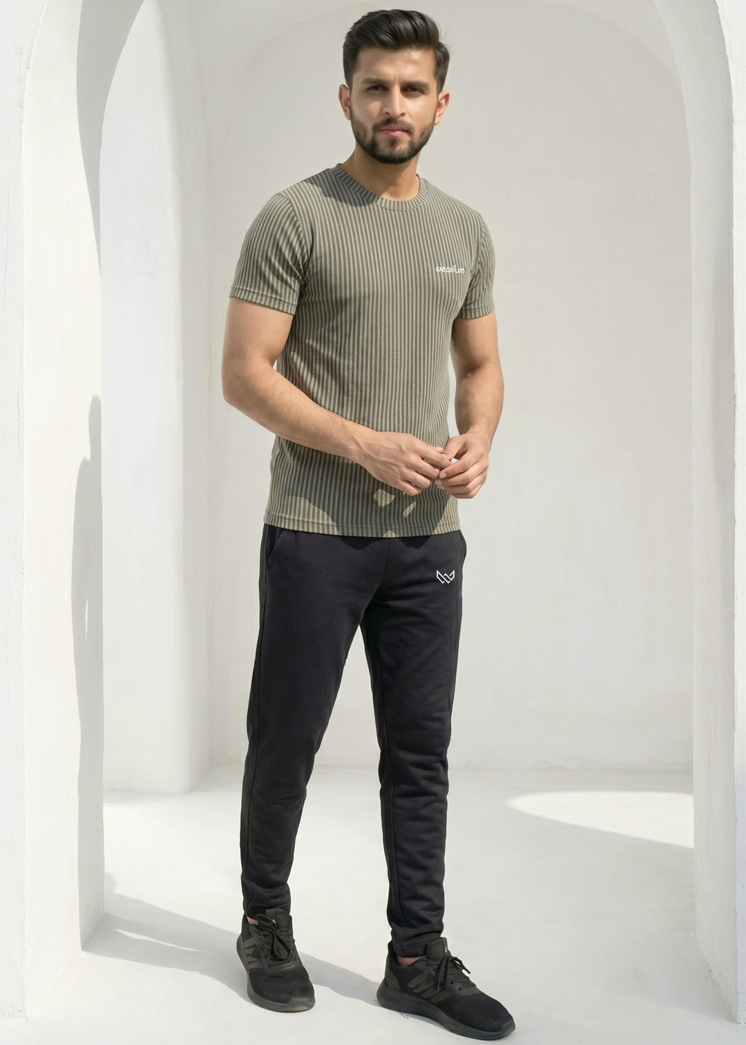 Imported Rib‑Line Stretch - Pale Green Tracksuit