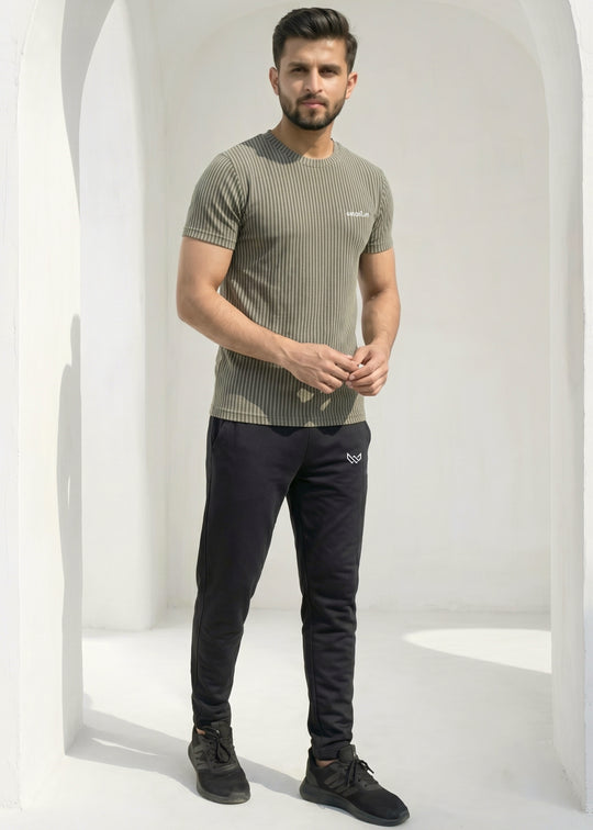 Imported Rib‑Line Stretch - Pale Green Tracksuit