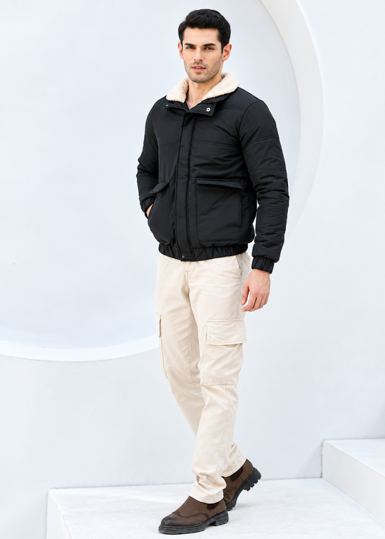 Solid Sherpa Sheild Jacket - Black