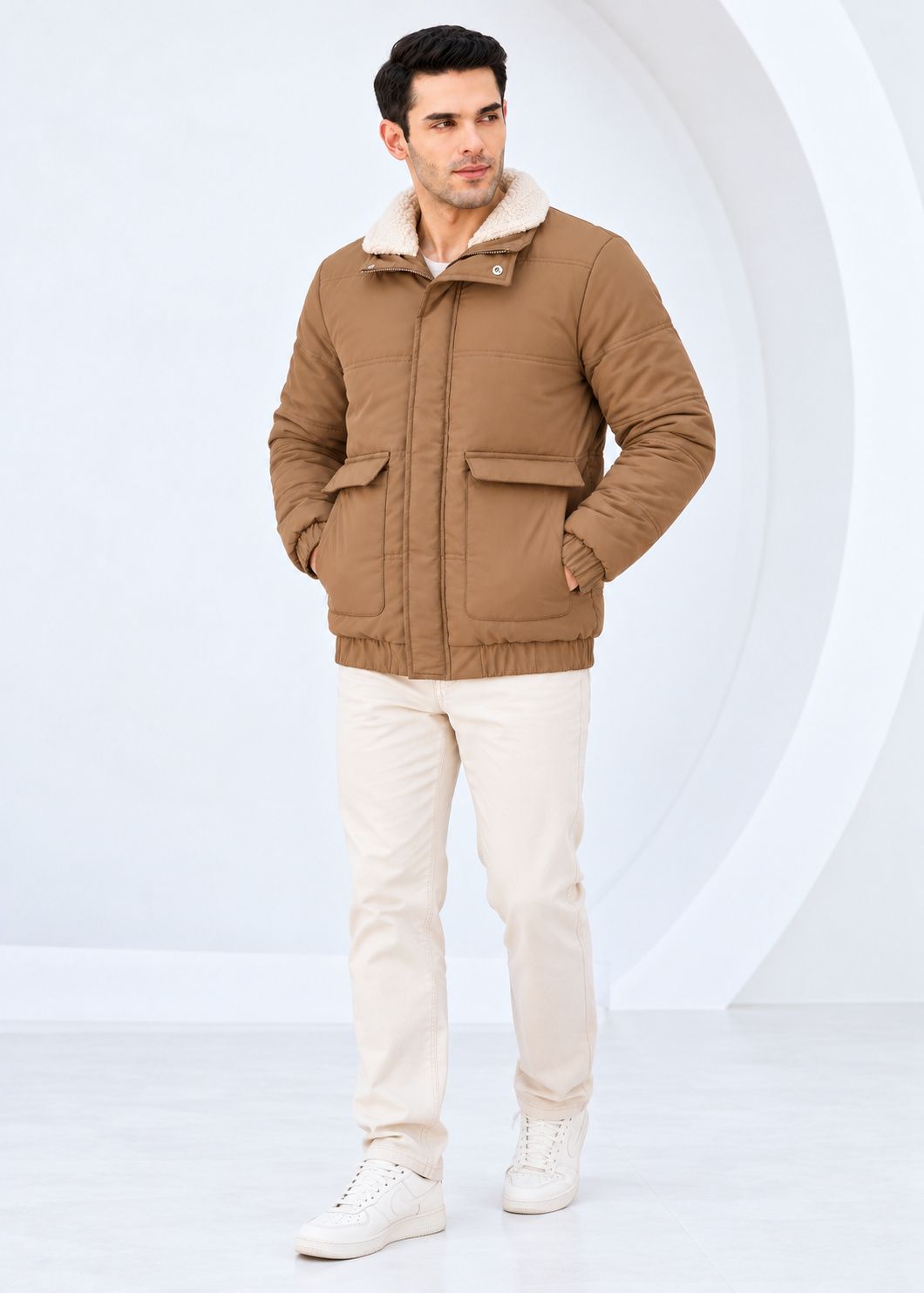 Camel Sherpa Sheild Jacket - Twin Needle