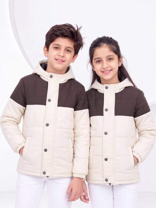 Creme Brown Bomber Jacket - Kids