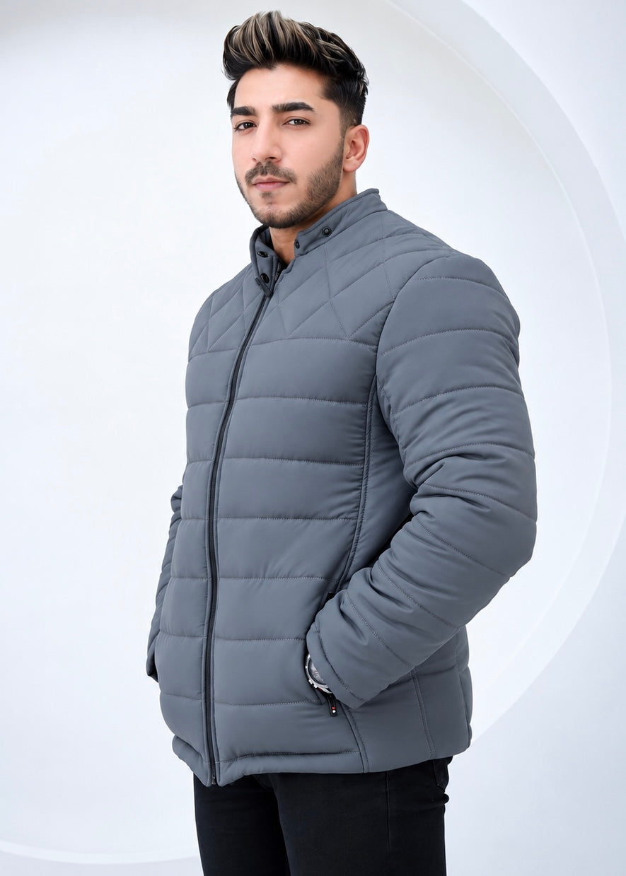 Diamond Quilted Jacket - Grey